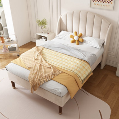 Velvet Upholstered Bed With Headboard - image 1