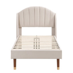 Velvet Upholstered Bed With Headboard - thumbnail 7