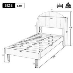 Velvet Upholstered Bed With Headboard - thumbnail 6