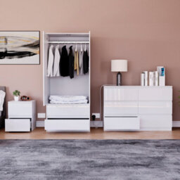 Lassic Vida Designs Glinton 3 Piece White Fsc Bedroom Set - (6 Drawer Chest, 2 Door Wardrobe, 2 Drawer Bedside Chest) - thumbnail 2