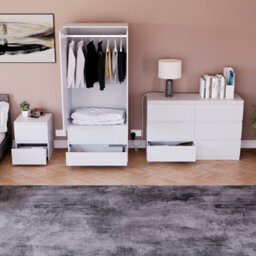 Lassic Vida Designs Glinton 3 Piece White Fsc Bedroom Set - (6 Drawer Chest, 2 Door Wardrobe, 2 Drawer Bedside Chest) - thumbnail 3