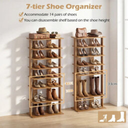 Shoe Rack Organizer 7 Tier Double Row Shoe Tower Display Unit - thumbnail 4