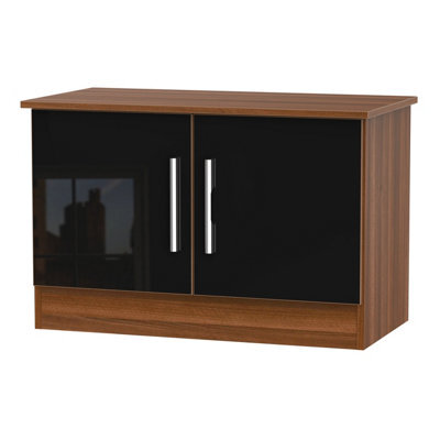 Trent Low 2 Door Sideboard In Black & Noche Walnut (Ready Assembled) - image 1