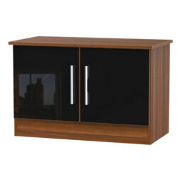 Trent Low 2 Door Sideboard In Black & Noche Walnut (Ready Assembled) - thumbnail 1