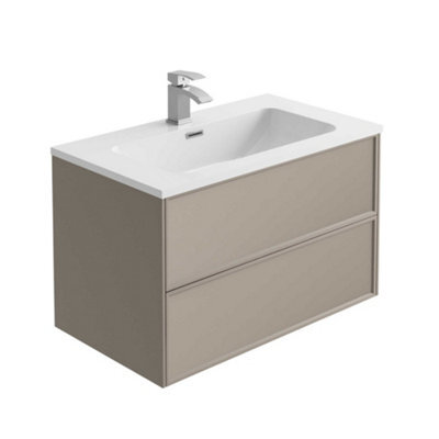 Plum&clay Jenner Light Grey Wall Hung Vanity Unit & Basin Set (W)800mm (H)500mm - image 1