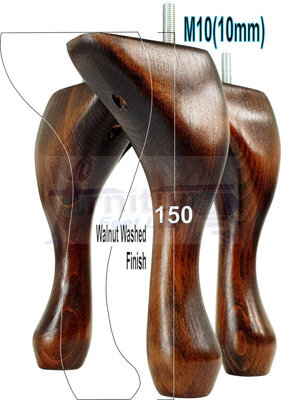 L&F Queen Anne Wooden Legs Dark Walnut Wash 150mm High Set Of 4 Replacement Furniture Feet Chairs Sofas Footstools M10 (10mm) - image 1