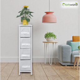 White - W20Xd48Xh73.5 Cm Narrow 4-Drawer Dresser And Storage Organizer Unit For Bedroom Home Kitchen - thumbnail 5