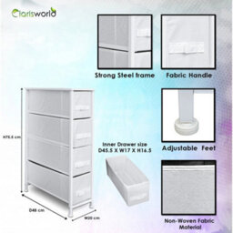 White - W20Xd48Xh73.5 Cm Narrow 4-Drawer Dresser And Storage Organizer Unit For Bedroom Home Kitchen - thumbnail 2
