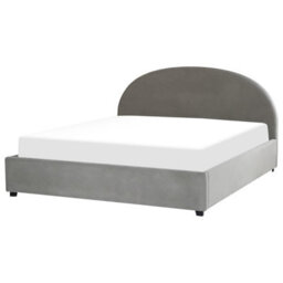 Beliani Ottoman Bed Velvet Vaucluse 180 X 200 Cm (Eu Super King) Light Grey - thumbnail 4