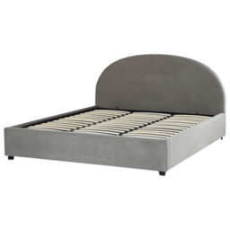 Beliani Ottoman Bed Velvet Vaucluse 180 X 200 Cm (Eu Super King) Light Grey - thumbnail 8