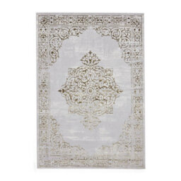 Gold Silver Traditional Abstract Bordered Easy To Clean Rug For Living Room Bedroom & Dining Room-120Cm X 170Cm - thumbnail 3