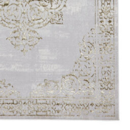Gold Silver Traditional Abstract Bordered Easy To Clean Rug For Living Room Bedroom & Dining Room-120Cm X 170Cm - thumbnail 4