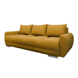 Logo 3 Velour Fabric Sofa Bed Easy To Clean Upholstery Pull Out Bed Storage Bonell Springs Mustard - thumbnail 3