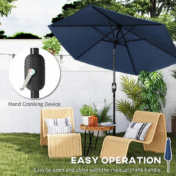 Outsunny 2.6M Garden Parasol Umbrella With Aluminium Pole, Tilt, Navy Blue - thumbnail 4