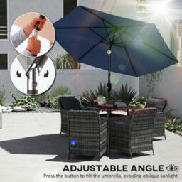 Outsunny 2.6M Garden Parasol Umbrella With Aluminium Pole, Tilt, Navy Blue - thumbnail 5