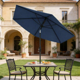 Outsunny 2.6M Garden Parasol Umbrella With Aluminium Pole, Tilt, Navy Blue - thumbnail 1