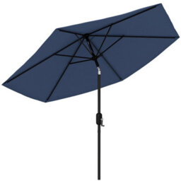 Outsunny 2.6M Garden Parasol Umbrella With Aluminium Pole, Tilt, Navy Blue - thumbnail 2