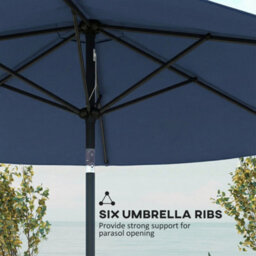 Outsunny 2.6M Garden Parasol Umbrella With Aluminium Pole, Tilt, Navy Blue - thumbnail 8