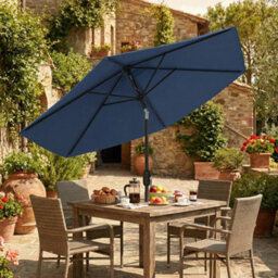 Outsunny 2.6M Garden Parasol Umbrella With Aluminium Pole, Tilt, Navy Blue - thumbnail 9
