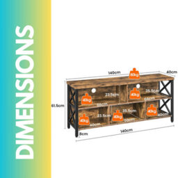 Pirlo Plush 3 Tier Tv Stand Unit With Open Shelves Industrial Rustic Brown - thumbnail 5