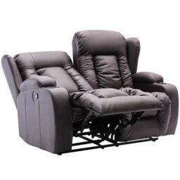 More4Homes Caesar Manual High Back Luxury Bond Grade Leather Recliner 2 Seater Sofa (Brown) - thumbnail 3