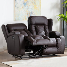 More4Homes Caesar Manual High Back Luxury Bond Grade Leather Recliner 2 Seater Sofa (Brown) - thumbnail 7