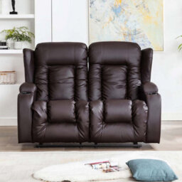 More4Homes Caesar Manual High Back Luxury Bond Grade Leather Recliner 2 Seater Sofa (Brown) - thumbnail 6
