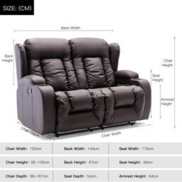 More4Homes Caesar Manual High Back Luxury Bond Grade Leather Recliner 2 Seater Sofa (Brown) - thumbnail 8