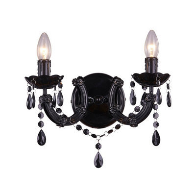 Luminosa Lighting Luminosa Magnolia Candle Wall Lamp, Black, 2X E14