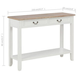 Berkfield Console Table White 110X35X80 Cm Wood - thumbnail 8
