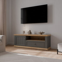 Furniture To Go Pontypool Tv Unit With Drawer And Open Shelf In Grey And Mauvella Oak