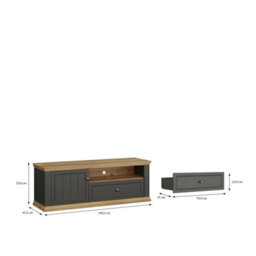 Furniture To Go Pontypool Tv Unit With Drawer And Open Shelf In Grey And Mauvella Oak - thumbnail 9