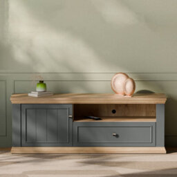 Furniture To Go Pontypool Tv Unit With Drawer And Open Shelf In Grey And Mauvella Oak - thumbnail 8