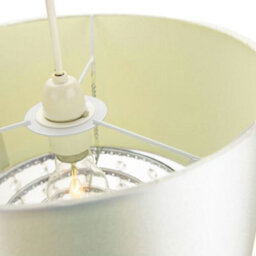 Happy Homewares Modern Cream Satin Fabric Pendant Light Shade With Transparent Acrylic Droplets - thumbnail 3