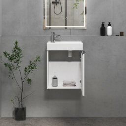 Royal Bathrooms Royal Bathroom Como 400mm Wall Hung Cloakroom Vanity Unit With 1 Tap Hole Ceramic Basin 1 Door Storage Cabinet - Gloss White - thumbnail 5