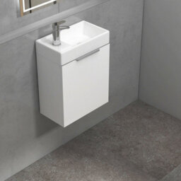 Royal Bathrooms Royal Bathroom Como 400mm Wall Hung Cloakroom Vanity Unit With 1 Tap Hole Ceramic Basin 1 Door Storage Cabinet - Gloss White - thumbnail 6