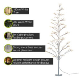 Pegdev - Pdl 180Cm Pre-Lit-Led Tree 200 Leds Selectable White 8 Functions Indoor Outdoor Wedding Party Christmas Display - thumbnail 2