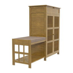 Wooden Shoe Storage Cabinet W/stool, 4 Tier 2 Doors Shoe Organizer - thumbnail 6