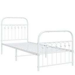 Berkfield Metal Bed Frame Without Mattress With Footboard White 75X190Cm - thumbnail 3