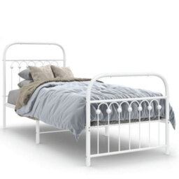 Berkfield Metal Bed Frame Without Mattress With Footboard White 75X190Cm - thumbnail 2