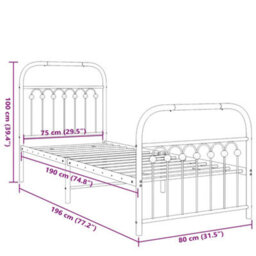 Berkfield Metal Bed Frame Without Mattress With Footboard White 75X190Cm - thumbnail 8