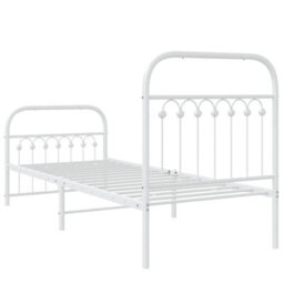 Berkfield Metal Bed Frame Without Mattress With Footboard White 75X190Cm - thumbnail 6