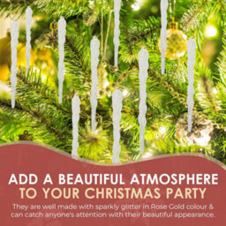 Festive Fix White Icicle Decorations 10Pcs 12Cm Glitter Twisted Christmas Baubles Set Elegant Hanging Ornaments For Xmas Tree And - thumbnail 3