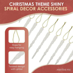Festive Fix White Icicle Decorations 10Pcs 12Cm Glitter Twisted Christmas Baubles Set Elegant Hanging Ornaments For Xmas Tree And - thumbnail 6