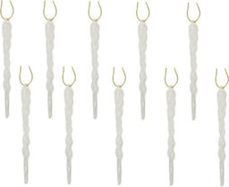 Festive Fix White Icicle Decorations 10Pcs 12Cm Glitter Twisted Christmas Baubles Set Elegant Hanging Ornaments For Xmas Tree And - thumbnail 1