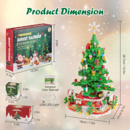 CLEFFNS Advent Calendar 2026 Adult Christmas Tree Building Blocks Holiday 24 Days Christmas Countdown Calendars Blocks Gift With Led Light - thumbnail 5