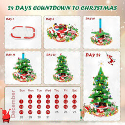 CLEFFNS Advent Calendar 2026 Adult Christmas Tree Building Blocks Holiday 24 Days Christmas Countdown Calendars Blocks Gift With Led Light - thumbnail 3
