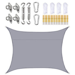 Grey 200X300Cm Rectangular Polyester Shade Sail 95% Uv Protection Waterproof - thumbnail 1