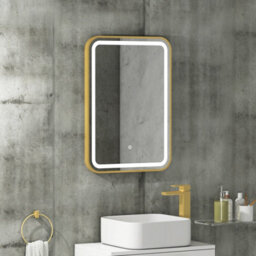 Royal Bathrooms Luna 500 X 700mm Brushed Brass Led Framed Bathroom Led Mirror With Demister Pad & Touch Sensor