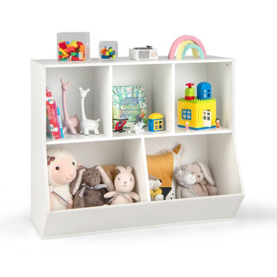Costway 5-Cubby Kids Toy Storage Organizer Wooden Children Bookcase Bookshelf - image 1